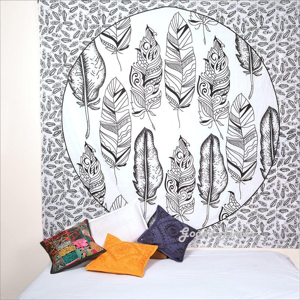Luxury Unique Feathers Wall Tapestry Bed Sheets
